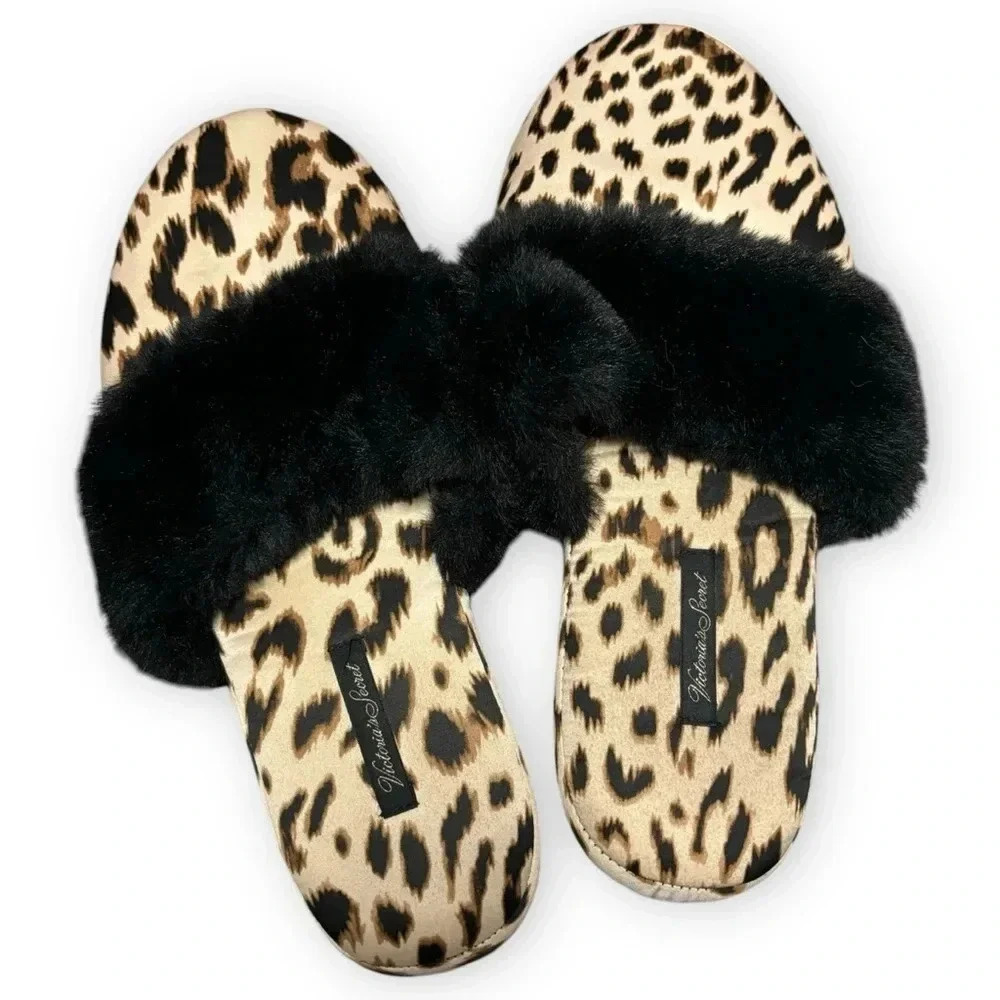 Victoria's Secret Leopard Faux Fur Slippers